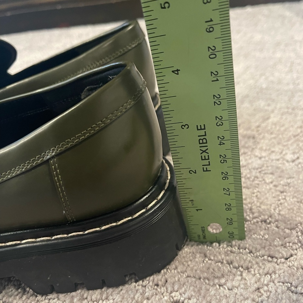 Marc Fisher Trisca Loafers, Olive Green, Leather, Metal Accent, Lug Sole, Sz. 6M - Picture 12 of 15